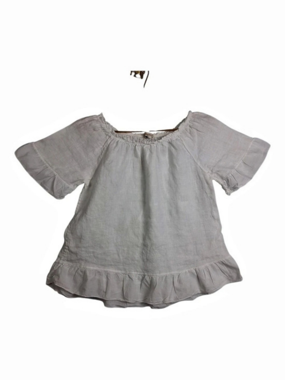 Terzo Millennio Linen Blouse M White Ruffle Peasant Cottagecore Italy Top Art